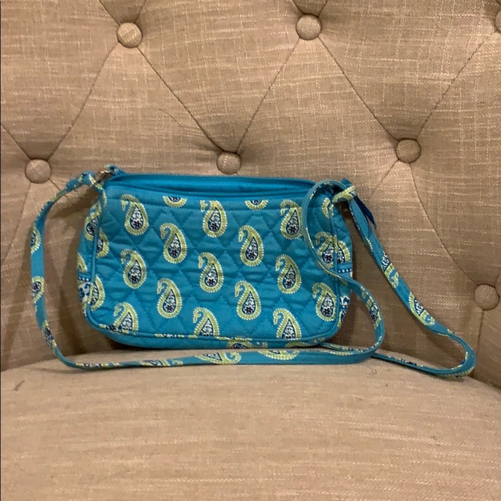Vera Bradley blue/green small clutch satchel purse